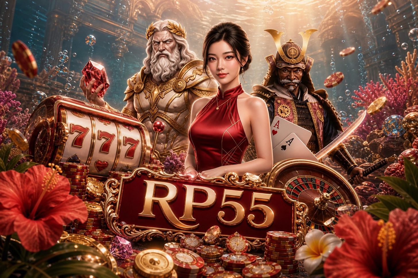 Menu klaim hadiah pendaftaran dan bonus dalam game di RP55